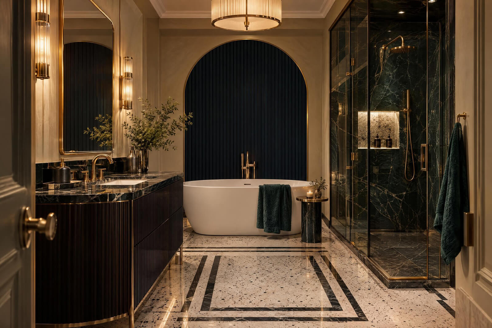 Bagno / Spa in stile Art Déco renderizzato con l'IA