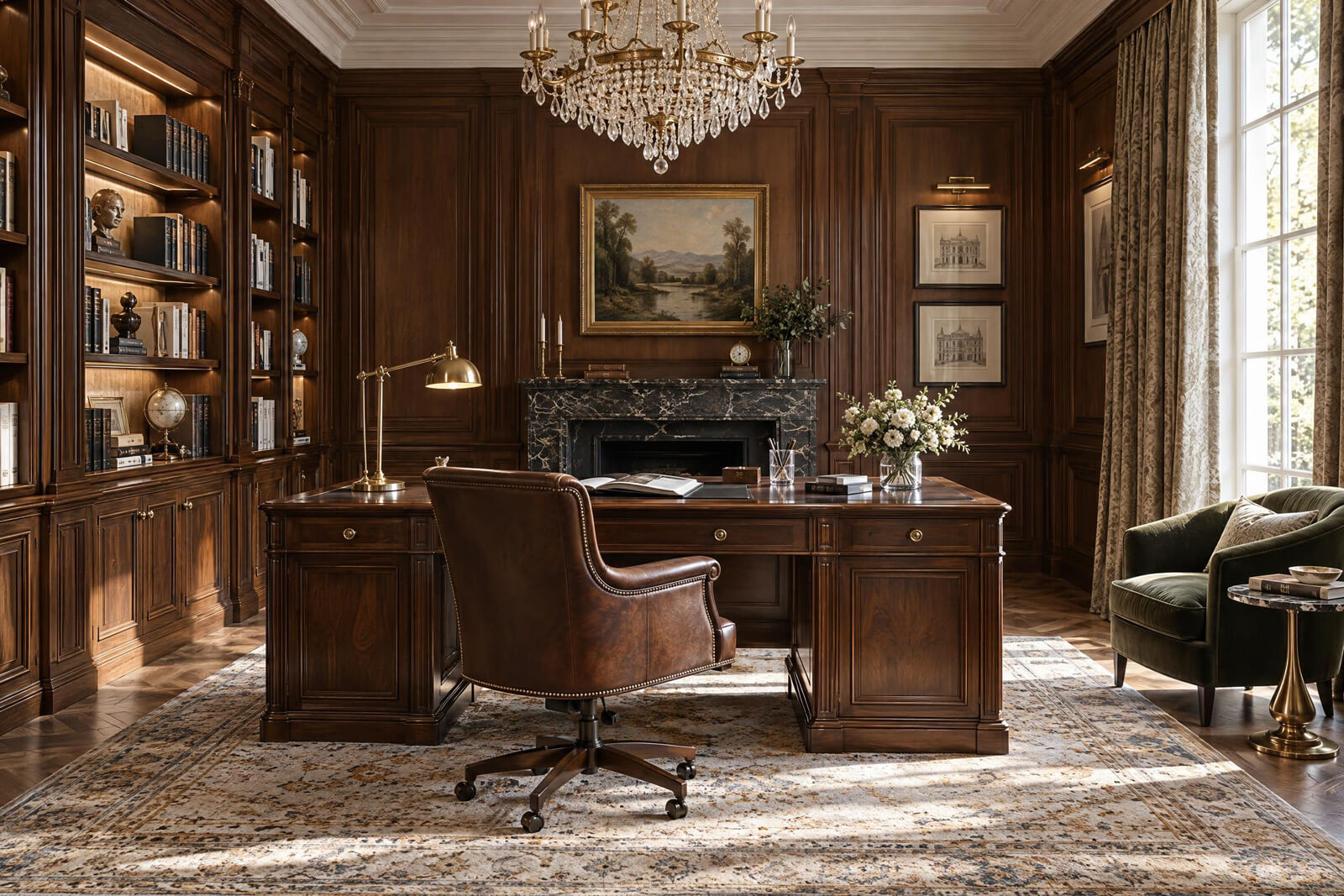 Classic Home Office interior rendered with AI