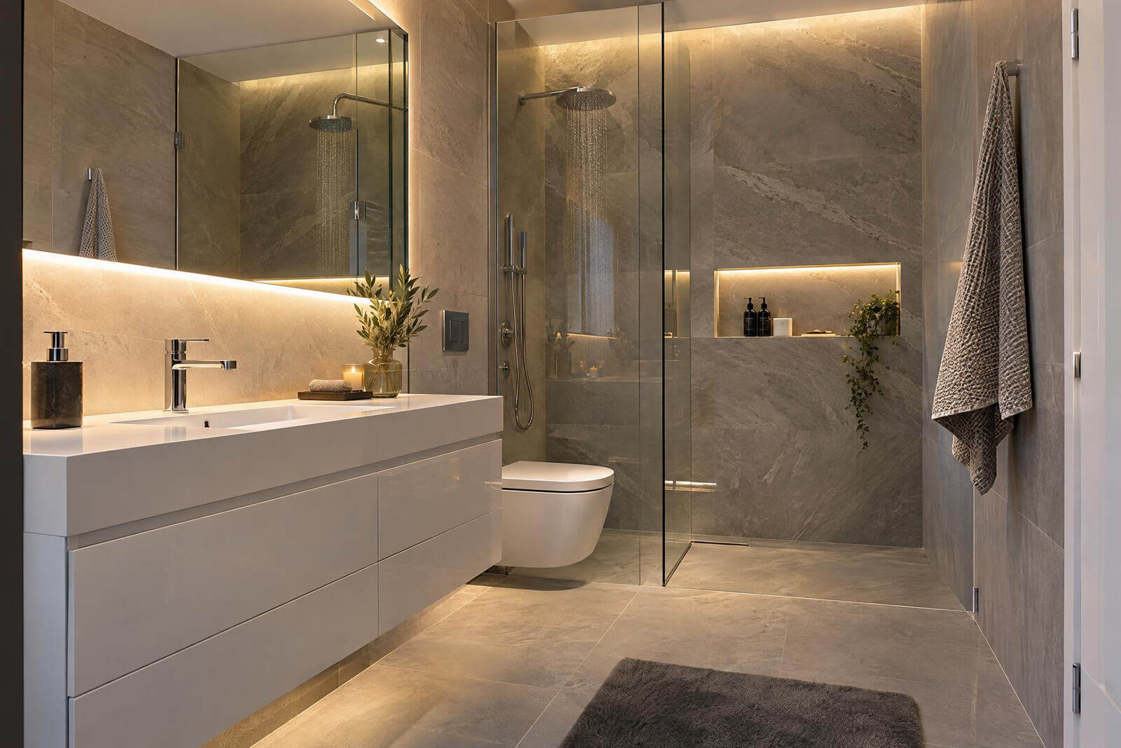 Bagno / Spa in stile High-tech renderizzato con l'IA