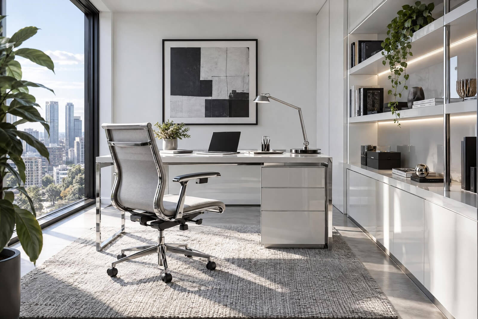 Ufficio in casa in stile High-tech renderizzato con l'IA