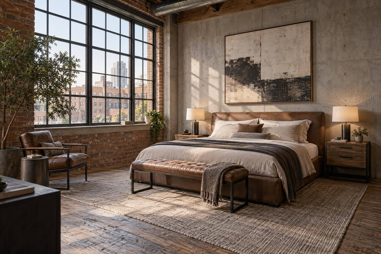 Loft Master Bedroom interior rendered with AI