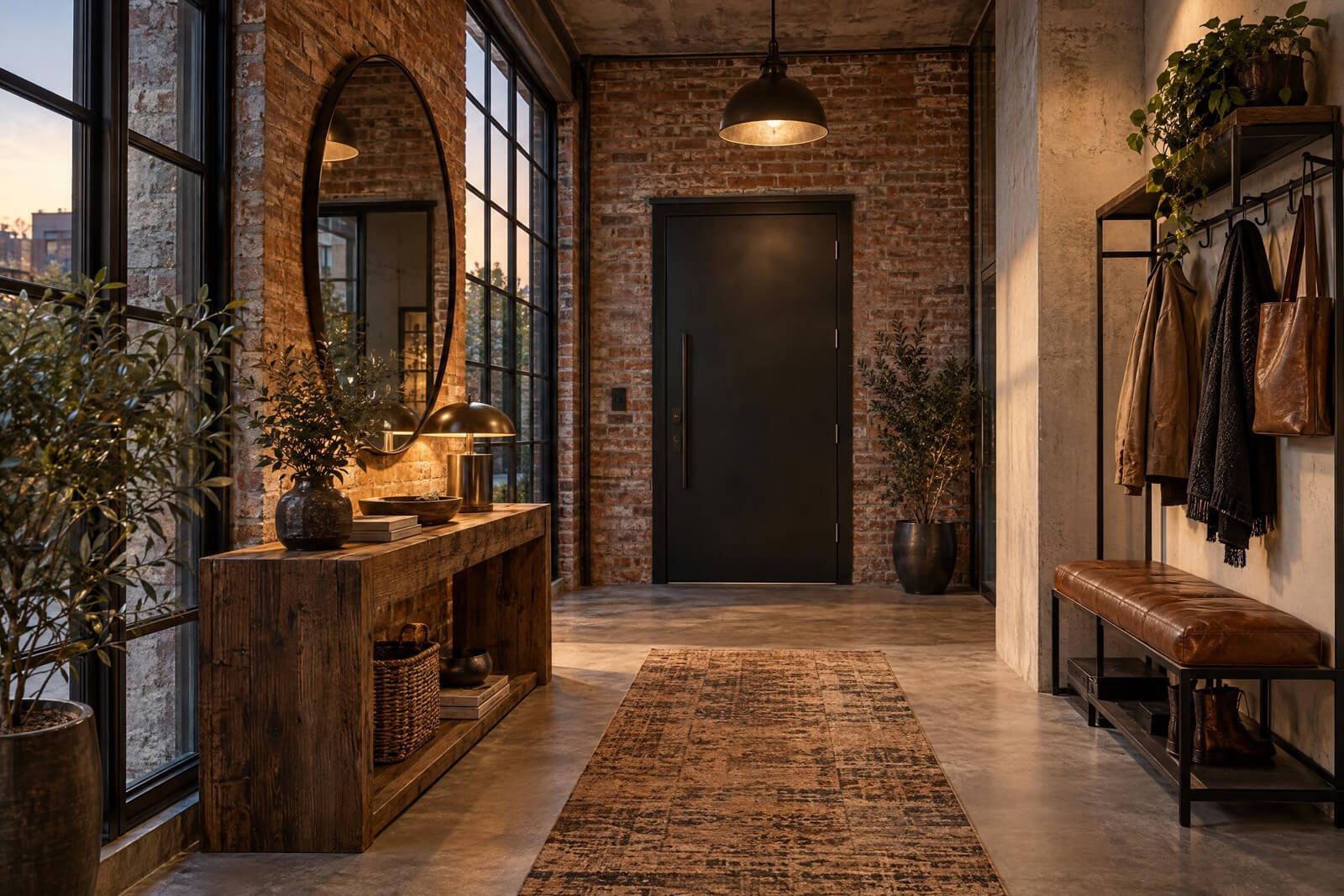 Loft Entryway / Mudroom interior rendered with AI