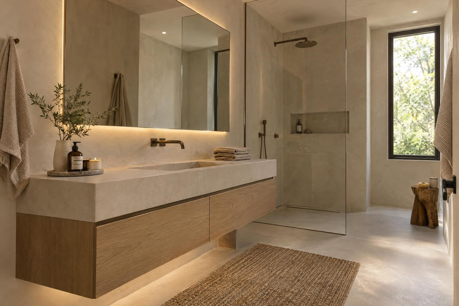 Minimalism Bathroom / Spa interior rendered with AI
