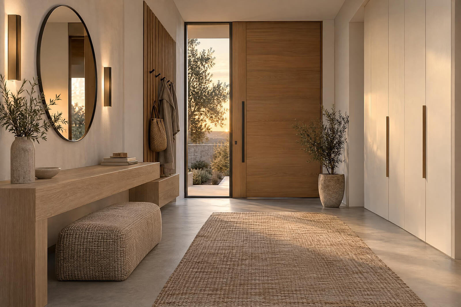 Minimalism Entryway / Mudroom interior rendered with AI