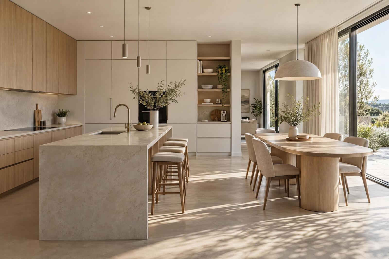 Minimalism Kitchen & Dining interior rendered with AI