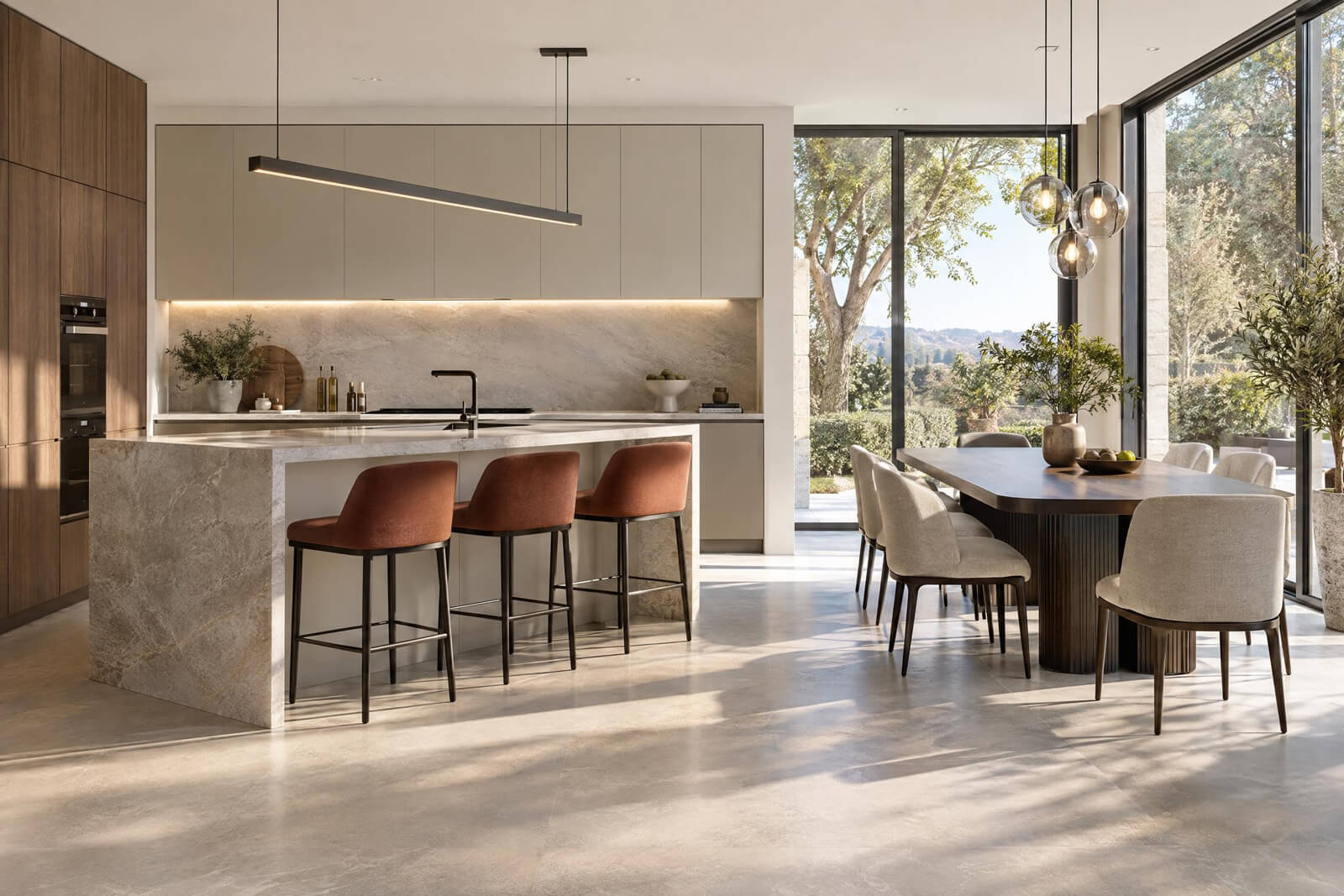 Modern Kitchen & Dining interior rendered with AI