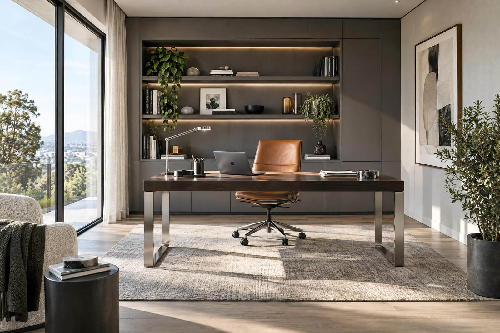 Modern Home Office interior rendered with AI