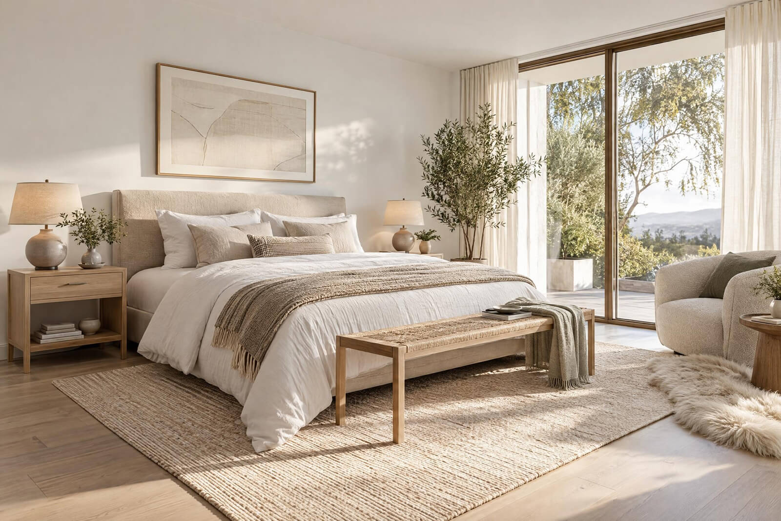 Hauptschlafzimmer im Stil Skandinavisch, mit KI gerendert