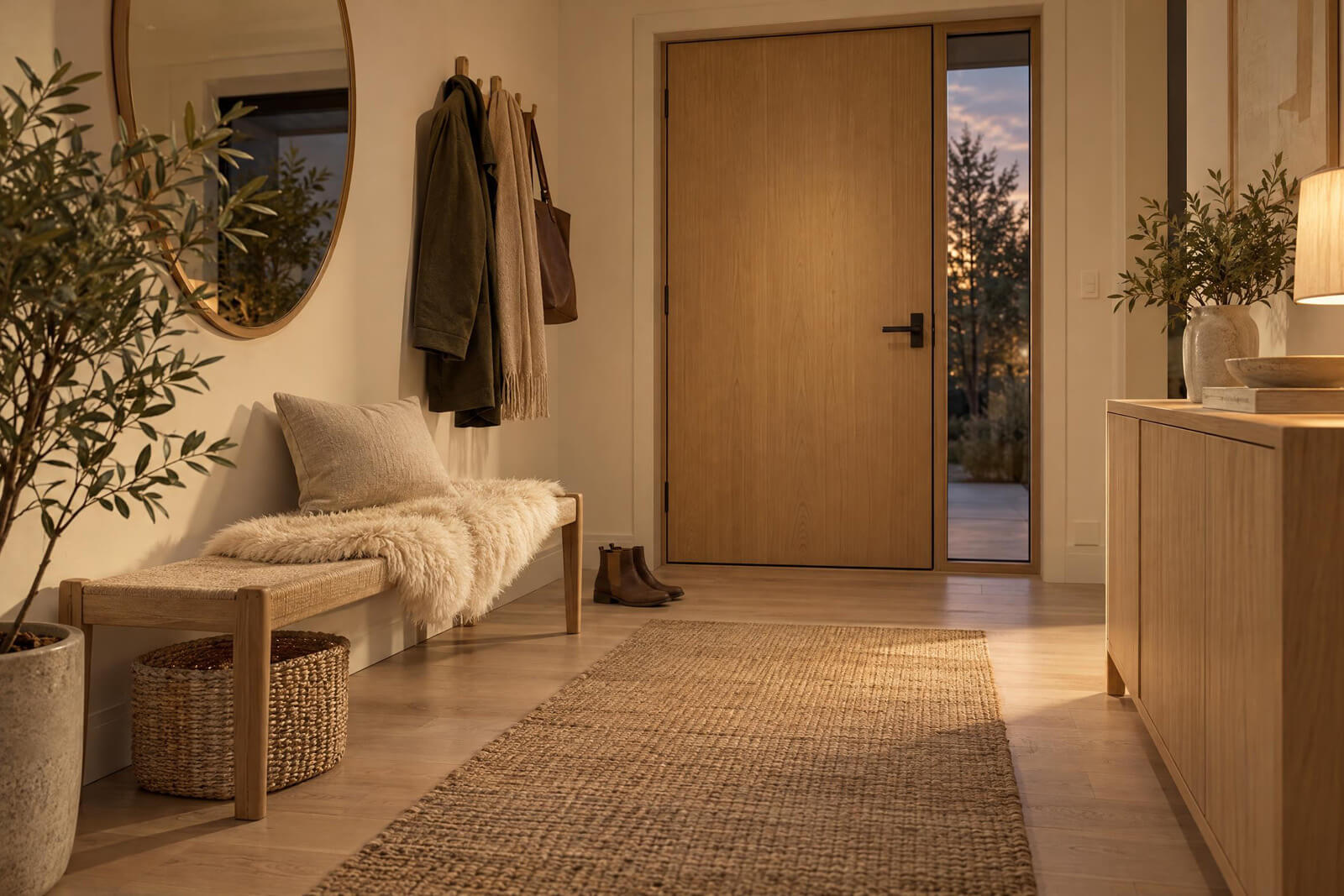 Eingangsbereich / Garderobe im Stil Skandinavisch, mit KI gerendert