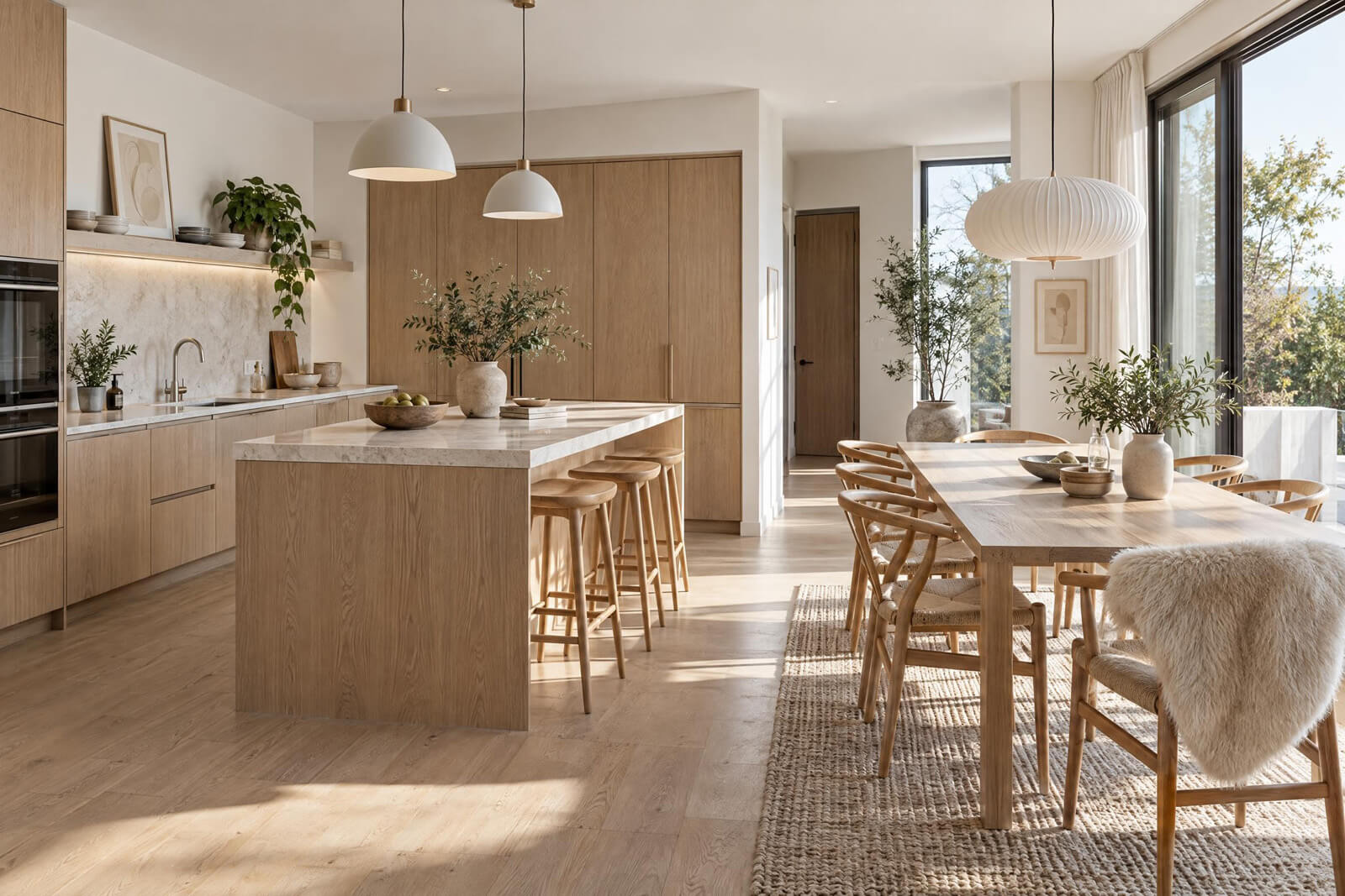 Küche & Esszimmer im Stil Skandinavisch, mit KI gerendert