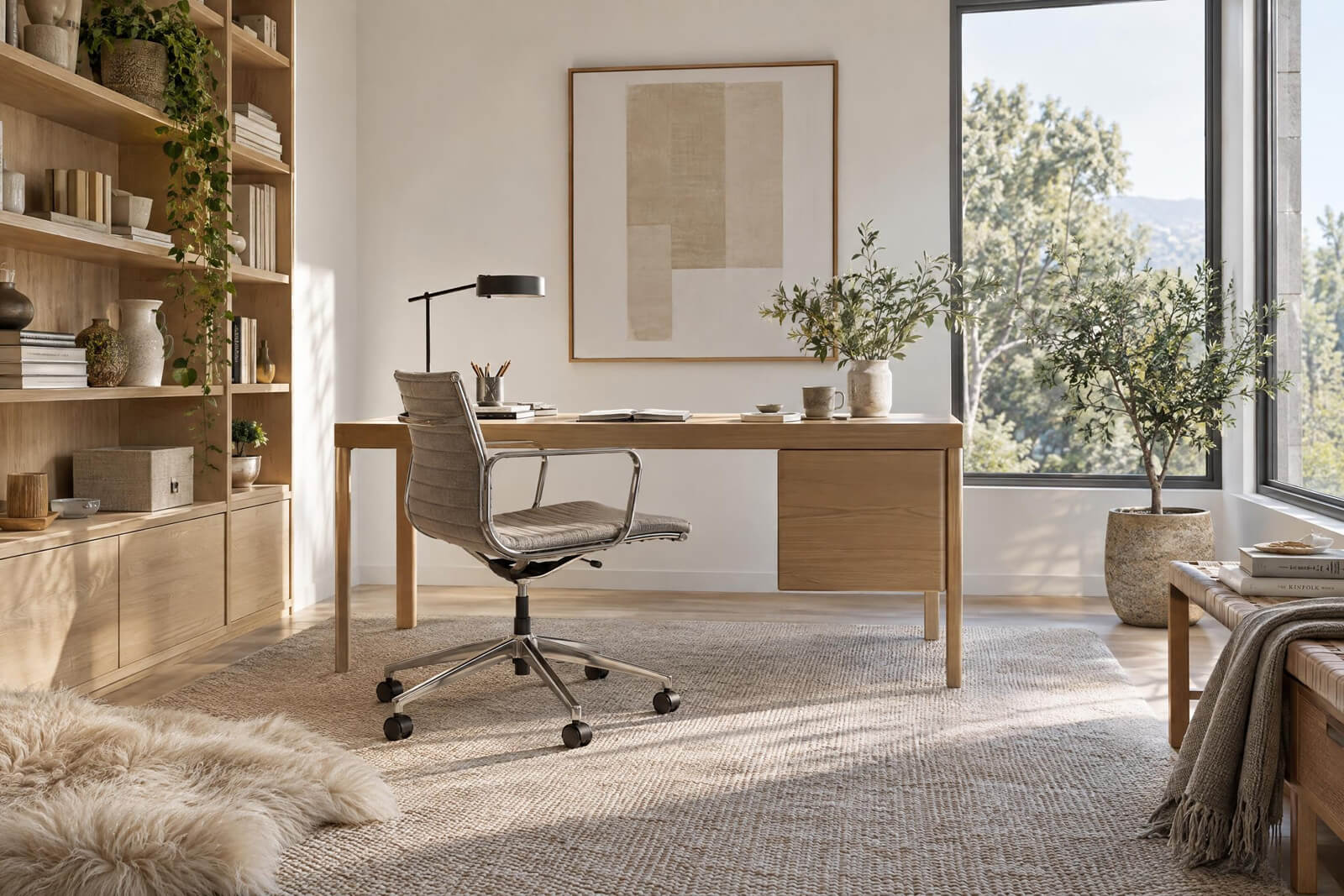 Arbeitszimmer im Stil Skandinavisch, mit KI gerendert